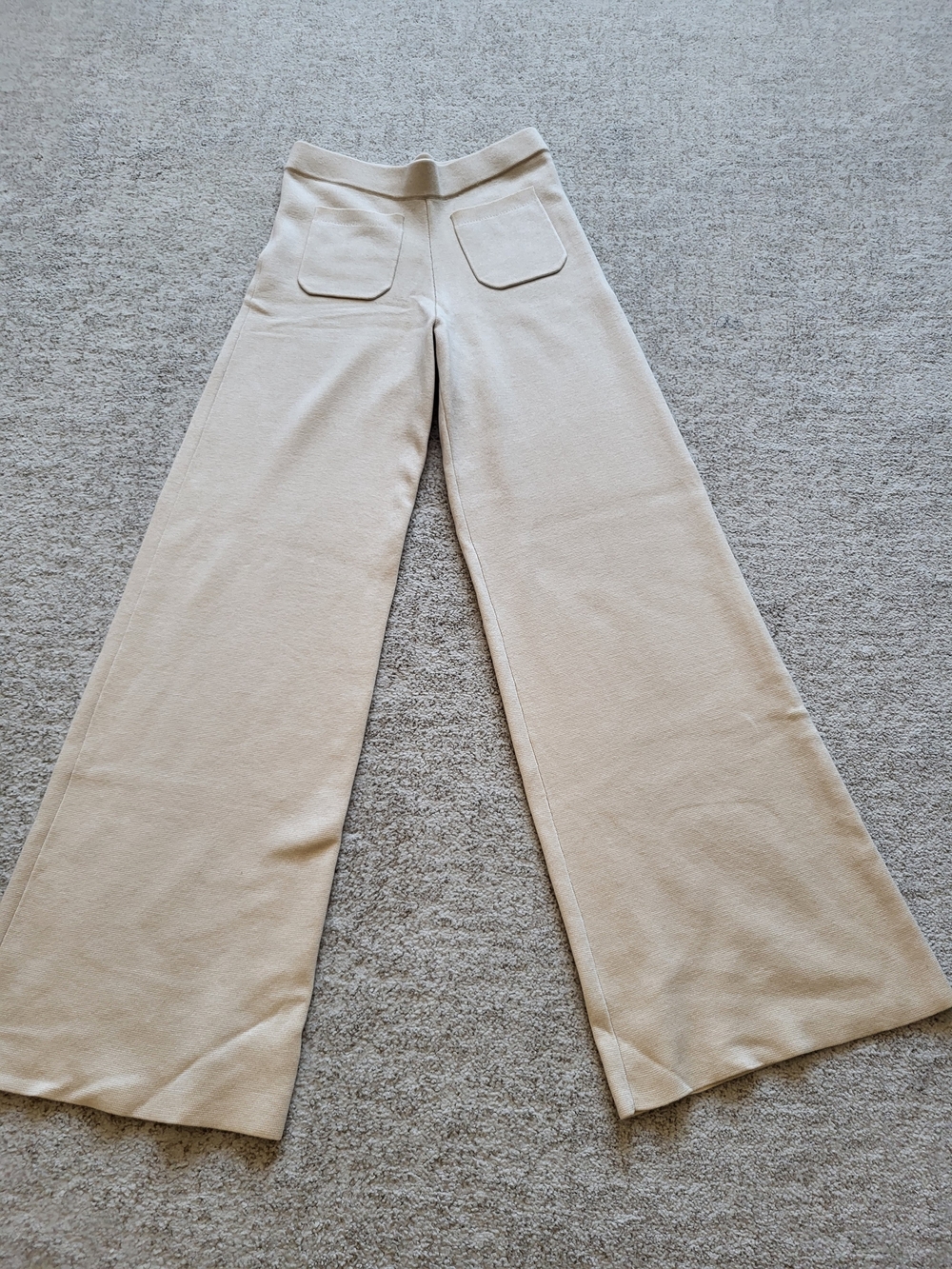 Wide Leg Knit Pants in Beige